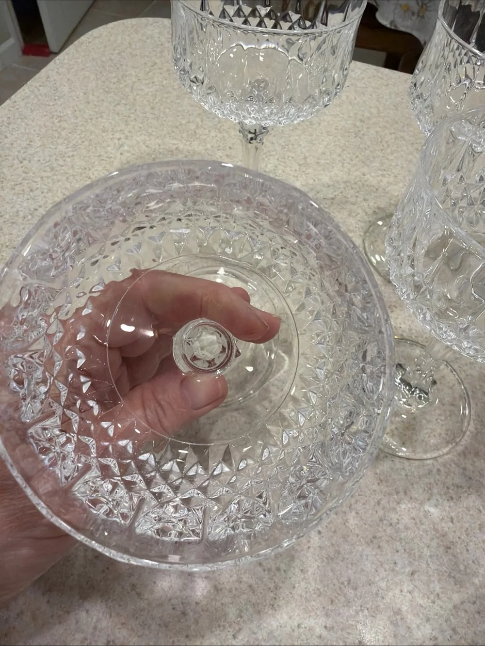 Vintage Cristal d’ Arques Crystal Cut Vintage Coupe Glasses - Clear Stemware Set